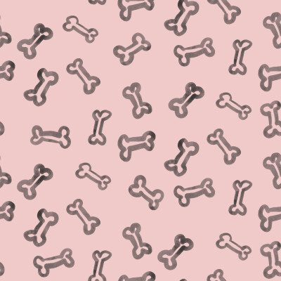 Little watercolor bones black on pink