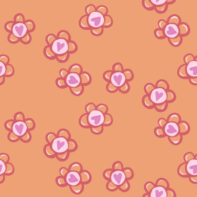 Pink heart daisies on orange