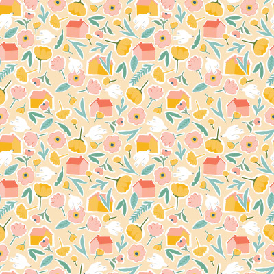 Happy Houses Pattern - Yellow
