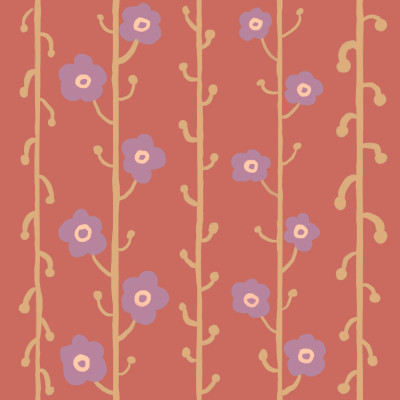 Floral stripes rust red