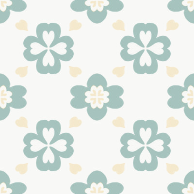 Spring clovers in eggshell and sage on white