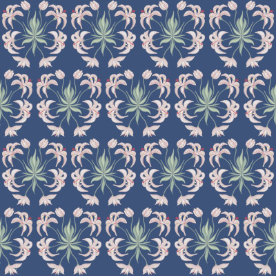 Pastel pink lilies on navy blue