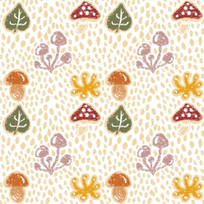 Warm colors nursery woodland mushrooms and leaves