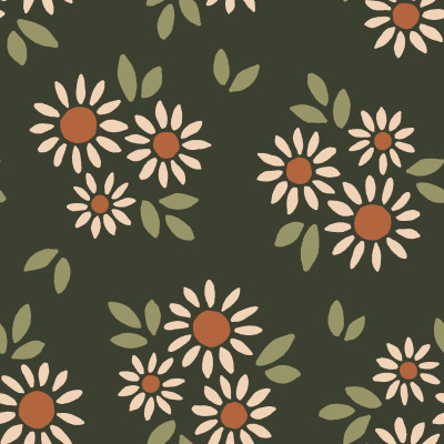 Chamomile Floral Design- Dark Green
