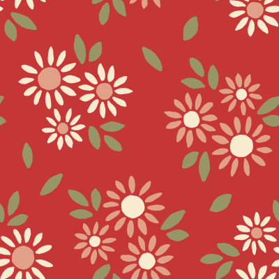 Chamomile Floral Design-Red