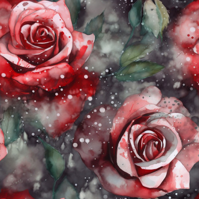 Aquarel Red Roses on Grey #2