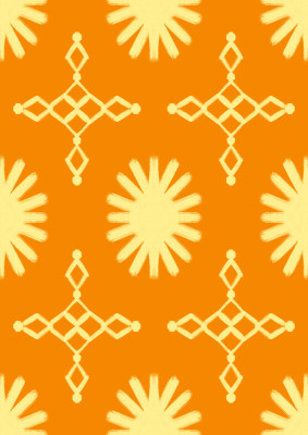 Yellow marigolds on amber orange