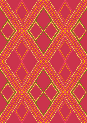 Diamond embroidery plaid bold red