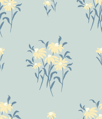 Summer Delicate Floral bouquet- Calming Blue & Butter yellow