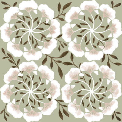 Flowers in a Circle-Pale Green