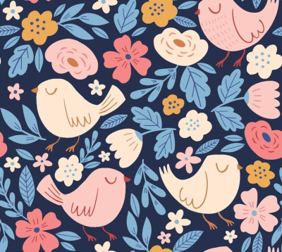 Floral with birds
