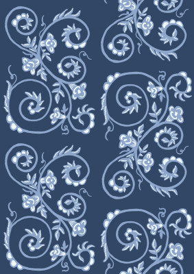 Renaissance climbing floral ornament navy