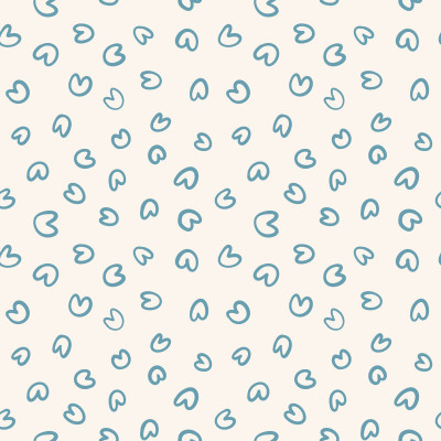 Minimal lotus leaves petrol blue on ecru scattered blender